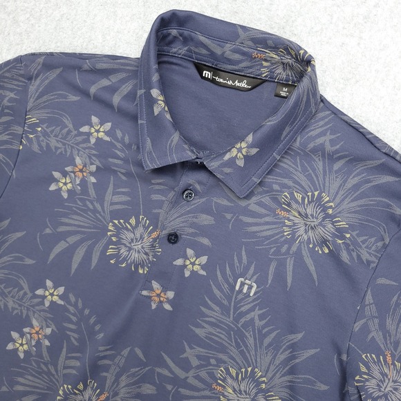 Travis Mathew Other - Travis Mathew Polo Golf Shirt Men's‎ M Blue Floral Cotton Polyester Blend